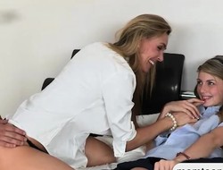 Piano teacher and student threesome sex in the bedroom