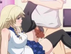 Anime blonde with roond butt receives jizzed